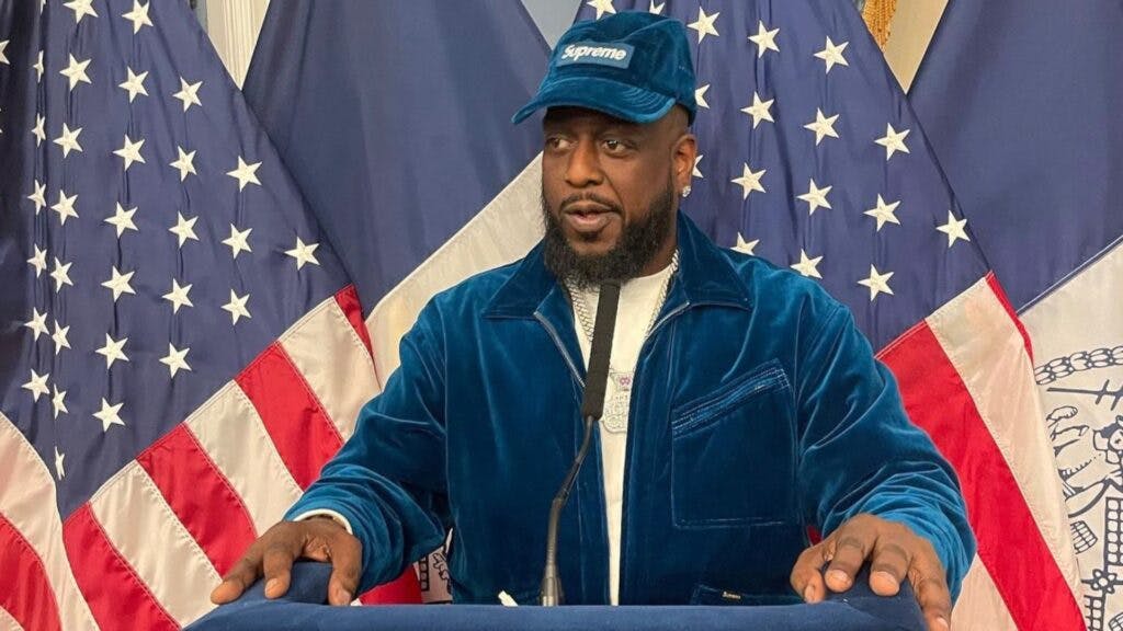 Shiest Bubz is one of New York’s most visible legacy operators. He said his presence at the Mayor’s press conference was to ensure that Black and brown communities are protected from cannabis prosecution, as well as bootleg products that harm legitimate cannabis businesses and unsuspecting customers. (NYC Mayor’s Office)